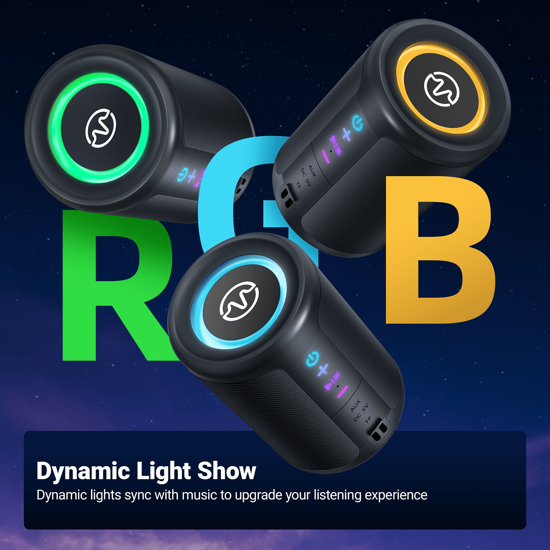 VEAT00L S16 Bluetooth speaker, Wireless Portable Bluetooth Speaker with Waterproof, Up to 24H Playtime,Powerful Bass,BT 5.4,LED Lights,TWS Pairing for Home/Party/Outdoor/Beach,Birthday Gift