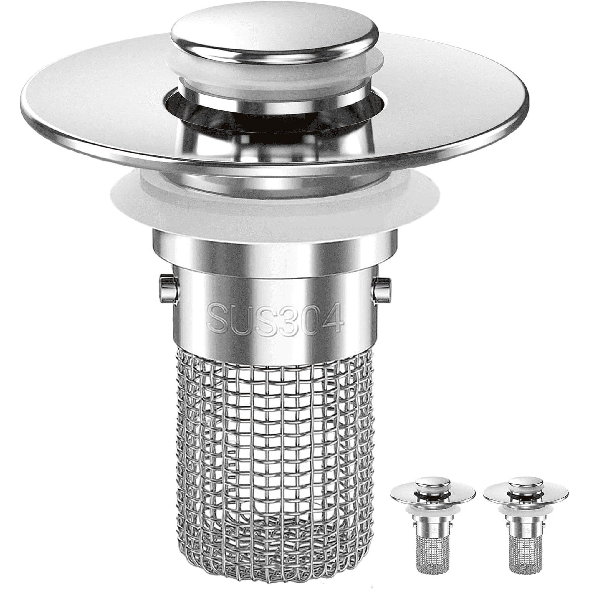 Bathroom Sink Drain Strainer (2PCS), Pop-up Sink Drain Strainer with Removable Stainless Steel Strainer Basket Hair Catcher, Bathroom Sink Strainer for Bathroom Sink Stopper Replacement.